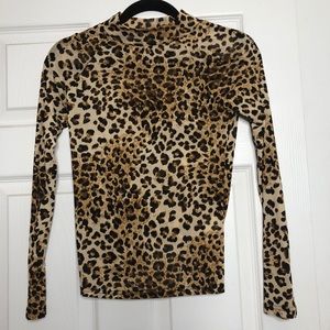 BRAND NEW Animal Print Mesh Long Sleeve Top